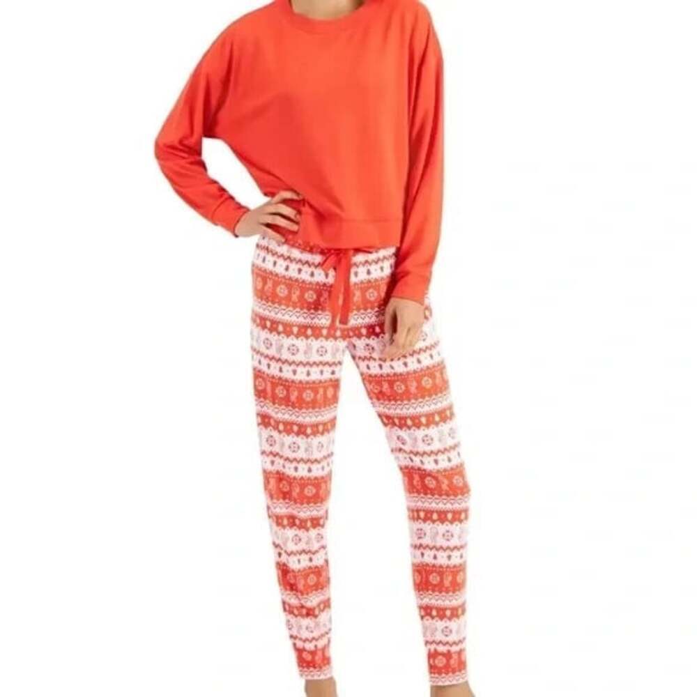 Jenni Intimates Super Soft Red Christmas Pajama Set Top & Pants size XS